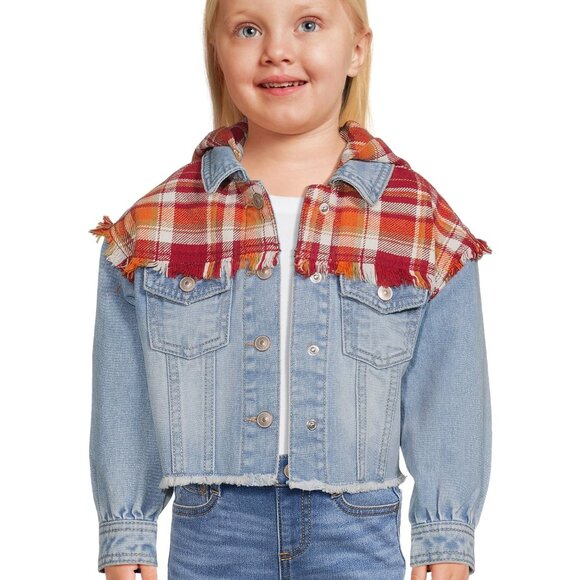 Wonder Nation Toddler Blue Denim & Plaid Jean Jacket, Size 12M-5T - NWT - Picture 1 of 6